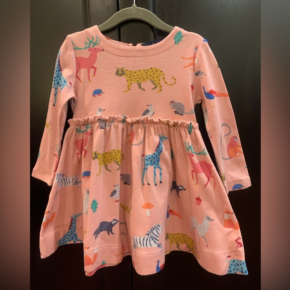 Pink Animals Hampton Long Sleeve Jersey Girls Dress | Joules Size 2